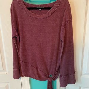 Hashtag light burgundy waffle knit top